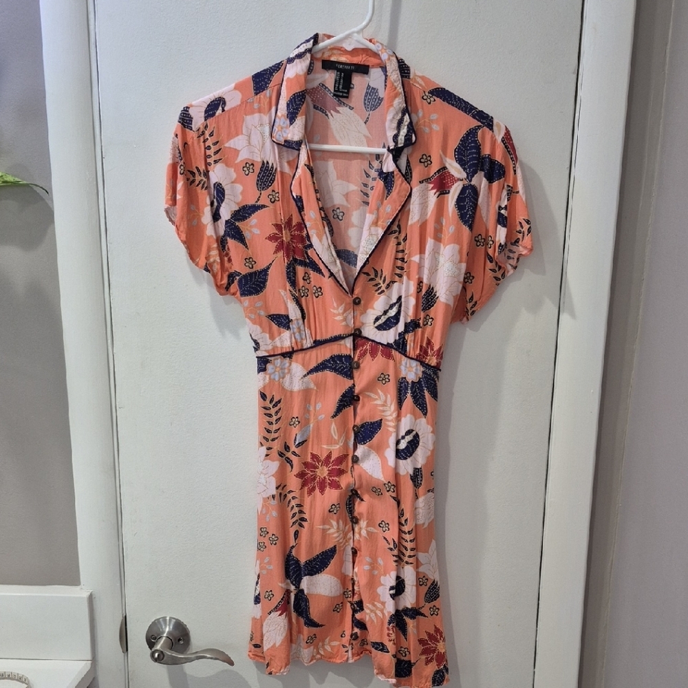 Forever 21 Peach and Navy Floral Dress